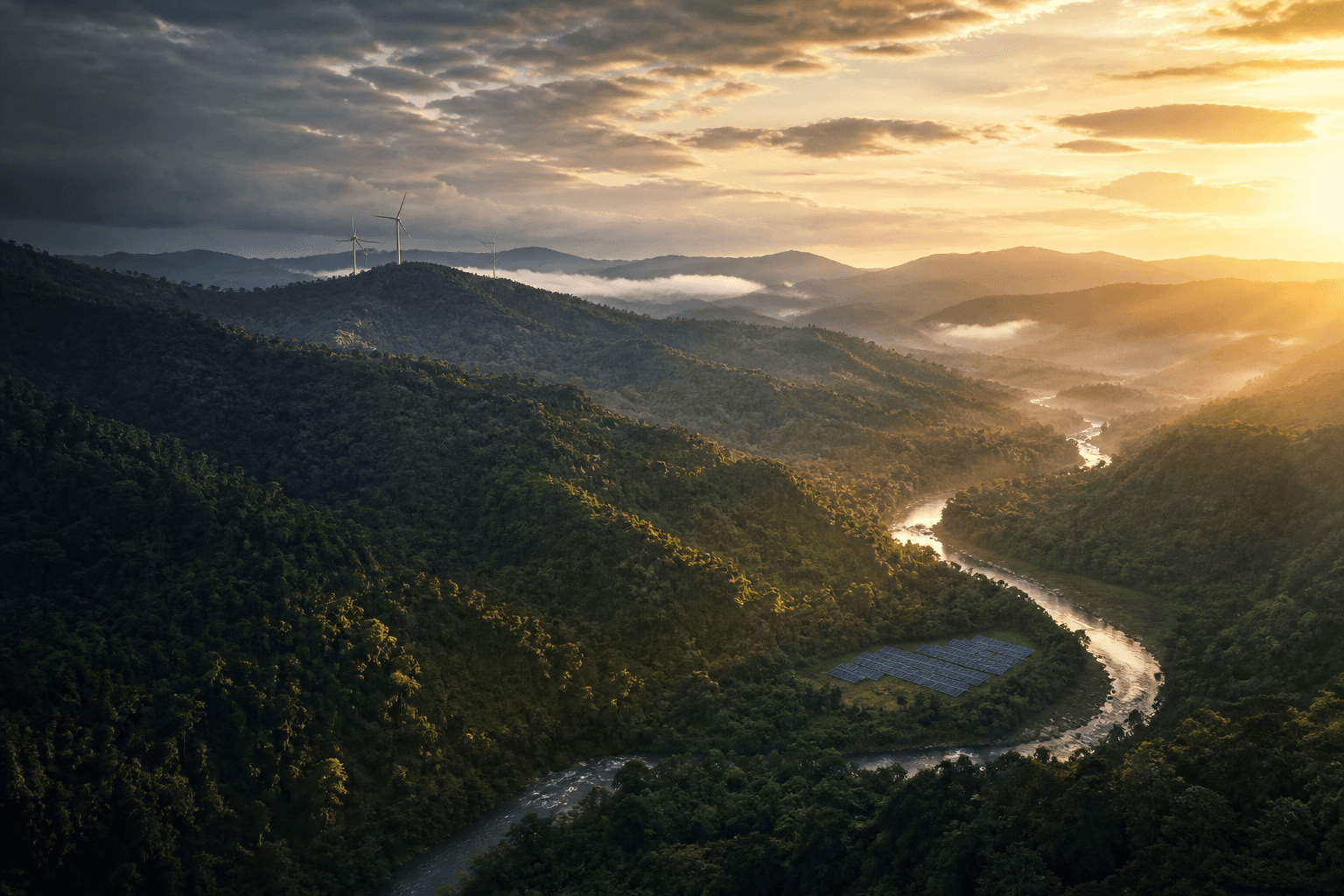 Tropical forest and river landscape